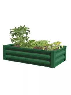 Powder-Coated Metal Raised Garden Bed, 24" X 48" -Plants And Accessories Shop 8599393 02V powder coated metal raised garden bed 24x49 forest green