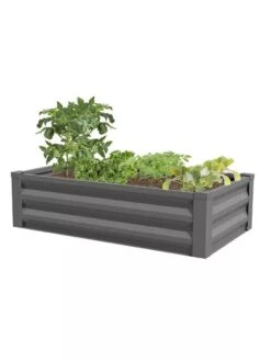 Powder-Coated Metal Raised Garden Bed, 24" X 48" -Plants And Accessories Shop 8599393 03 powder coated metal raised garden bed 24x50 gray