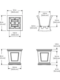Fairfield Self-Watering Square Planter, 16” X 16” -Plants And Accessories Shop 8611695 19V tif