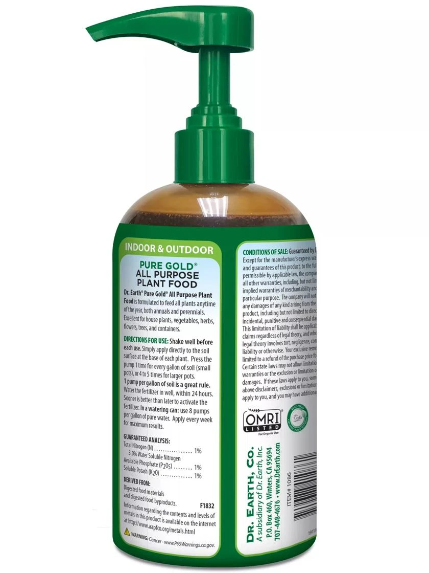 Dr. Earth Pure Gold® All Purpose Plant Food, 16 Oz 4 Dr. Earth Pure Gold® All Purpose Plant Food, 16 Oz - Image 2
