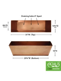 Achla Designs Plain Copper Plated Flower Box, Large -Plants And Accessories Shop 8612915 03v